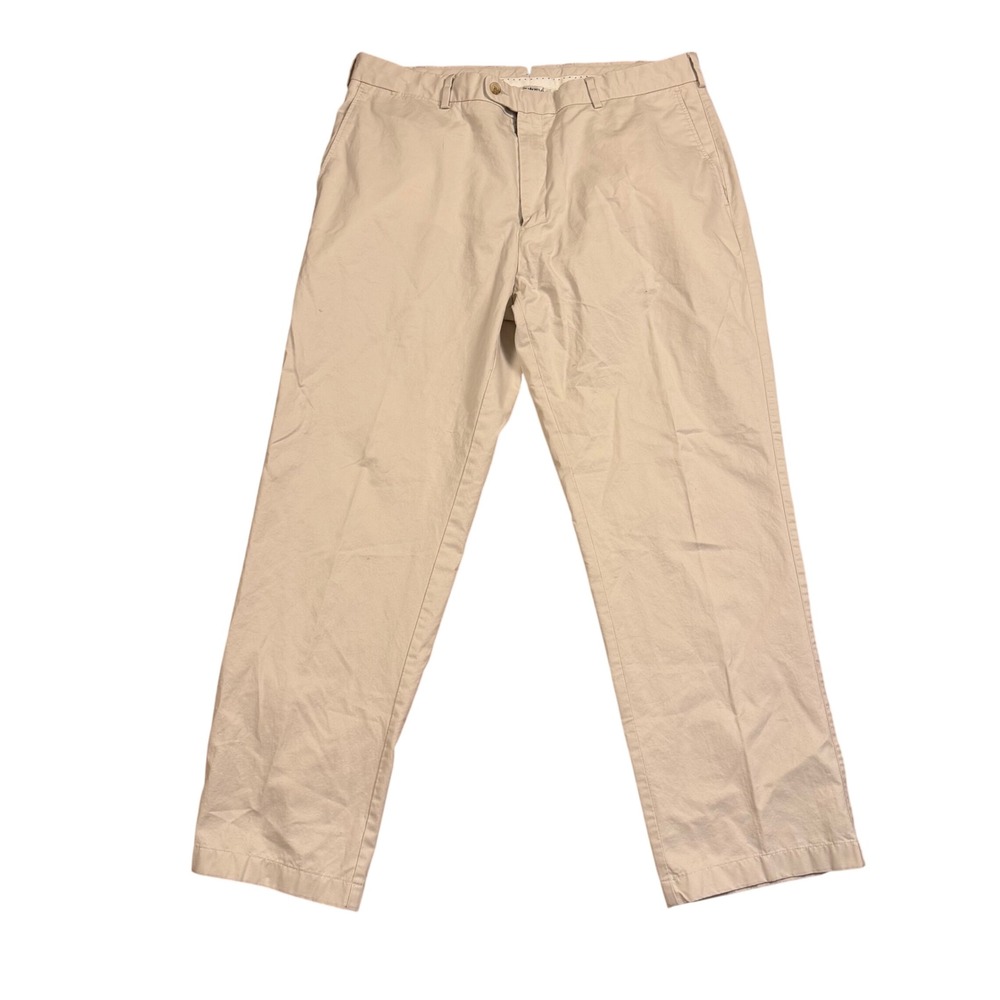 Peter Millar Mens 38 Khaki Cotton‎ Chino Pants Flat Front Straight Leg Tailored